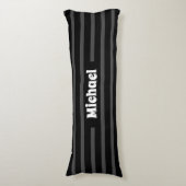 Eenvoudige Gestreepte Donkergrijze en Zwarte Douan Lichaamskussen (Voorkant Verticaal)