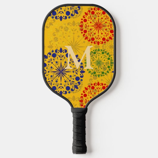 Eenvoudige getextureerde besneeuwde mandala pickleball paddle (Voorkant)