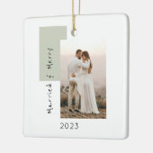 Eenvoudige 'getrouwde' en 'Merry Photo Pas getrouw Keramisch Ornament (Links)