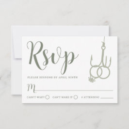 Eenvoudige Gevist Haak Trouwringen RSVP Card Sage Kaartje