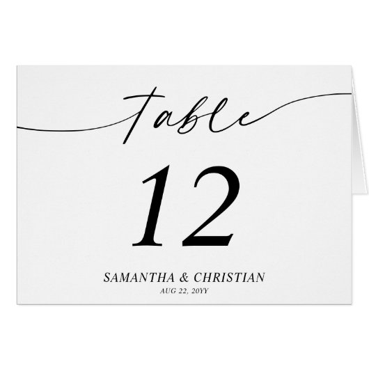 Eenvoudige Gevouwen Tent Trouwtafel Nummer kaart (Voorkant Horizontaal)