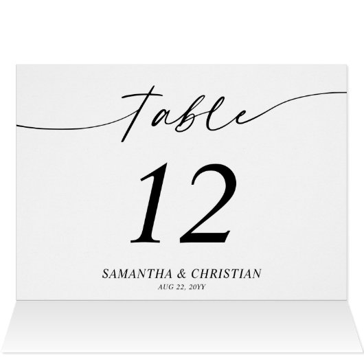 Eenvoudige Gevouwen Tent Trouwtafel Nummer kaart (Binnen Horizontaal (Boven))