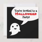 Eenvoudige Ghost-speech bubble Halloween Invitatio Kaart (Voorkant)