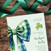 Eenvoudige Gingham Bow Elegant Iers Vrijgezellenfe Kaart