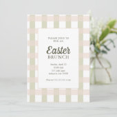 Eenvoudige Gingham Easter Brunch Uitnodiging (Staand voorkant)