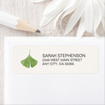 Eenvoudige Ginkgo Leaf Natuur Return Address Label