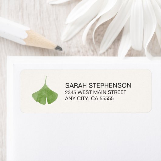 Eenvoudige Ginkgo Leaf Natuur Return Address Label (Insitu)
