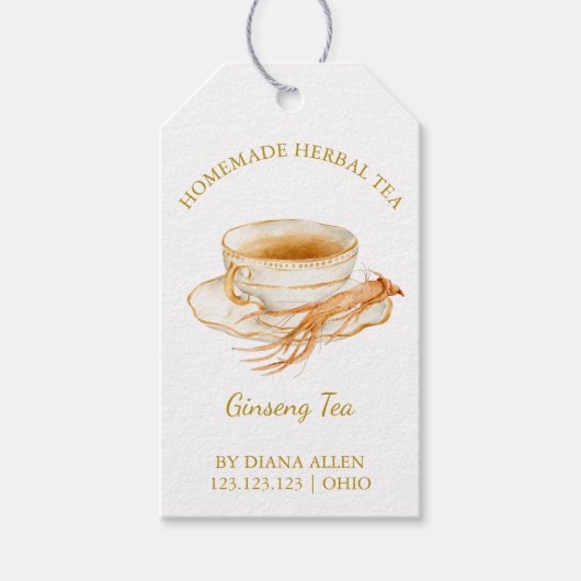 Eenvoudige Ginseng Tea Hang Label l Wit Cadeaulabel (Voorkant)