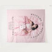 Eenvoudige Girly Blush Roze Verjaardag Party Boog  Wandkleed (Voorkant (horizontaal))