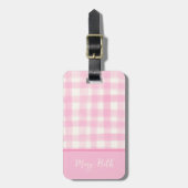 Eenvoudige Girly Roze Hand-getrokken Aquarel Gingh Bagagelabel (Voorkant verticaal)