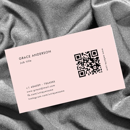 Eenvoudige Girly Roze Vrouwelijke QR Code Sociale  Visitekaartje