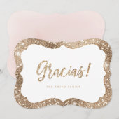 Eenvoudige glans glitter gracias dank je kaart (Voorkant / Achterkant)