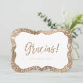Eenvoudige glans glitter gracias dank je kaart (Staand voorkant)