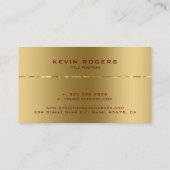 Eenvoudige glanzende metallic gouden textuur visitekaartje (Achterkant)