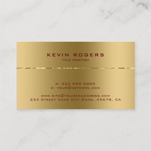 Eenvoudige glanzende metallic gouden textuur visitekaartje (Achterkant)