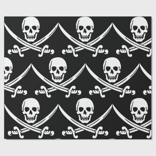 Eenvoudige glimlach Pirate Skull met gekruiste zwa Cadeaupapier (Vlak)