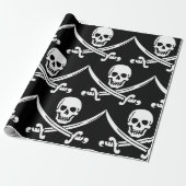 Eenvoudige glimlach Pirate Skull met gekruiste zwa Cadeaupapier (Uitgerold)