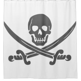Eenvoudige glimlach Pirate Skull met gekruiste zwa Douchegordijn