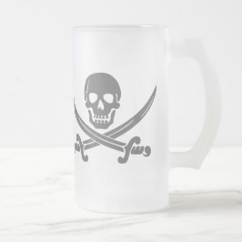Eenvoudige glimlach Pirate Skull met gekruiste zwa Matglas Bierpul