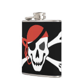 Eenvoudige glimlach Pirate Skull met Red Bandanna Heupfles (Links)