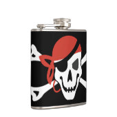 Eenvoudige glimlach Pirate Skull met Red Bandanna Heupfles (Rechts)