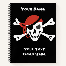 Eenvoudige glimlach Pirate Skull met Red Bandanna Notitieboek