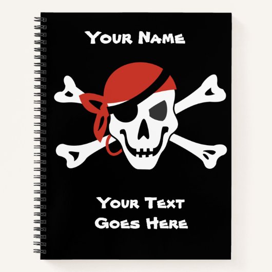 Eenvoudige glimlach Pirate Skull met Red Bandanna Notitieboek (Voorkant)
