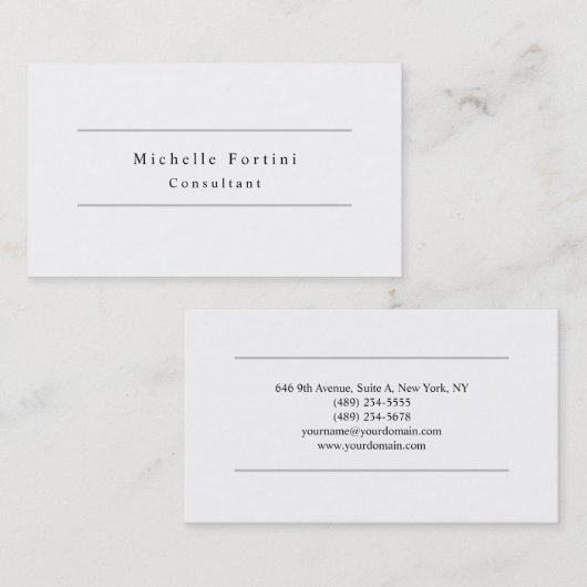 Eenvoudige glin Elegant White Minimalist Modern Visitekaartje (Voorkant / Achterkant)