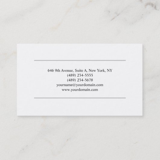 Eenvoudige glin Elegant White Minimalist Modern Visitekaartje (Achterkant)