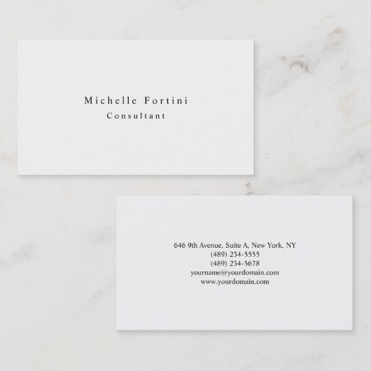 Eenvoudige glin Elegant White Minimalist Modern Visitekaartje (Voorkant / Achterkant)