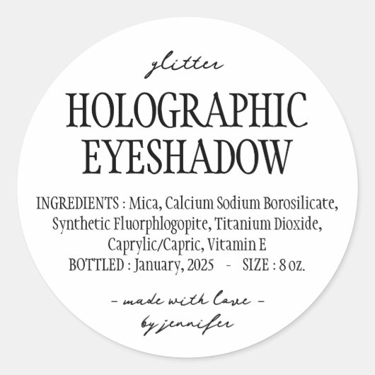 Eenvoudige glitter holografische oogschaduw ingred ronde sticker (Voorkant)