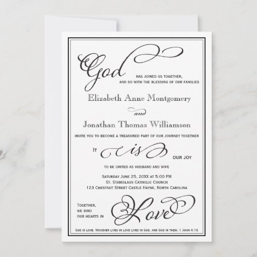 Eenvoudige God is de Liefde Christelijke Uitnodigi Kaart (Voorkant)