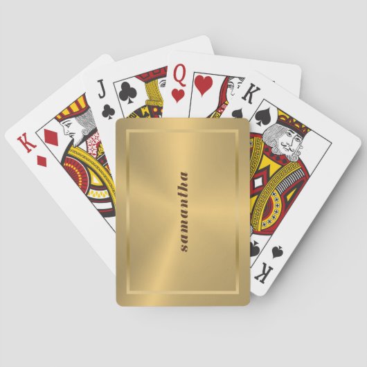 Eenvoudige goede textuur met gouden randmonogram pokerkaarten (Achterkant)