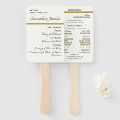 Eenvoudige Gold Accent Wedding Ceremony Program Fa Handwaaier (Voorkant en achterkant)