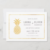 Eenvoudige Gold-ananas Sla de datumkaarten op Save The Date (Voorkant)