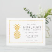 Eenvoudige Gold-ananas Sla de datumkaarten op Save The Date (Staand voorkant)
