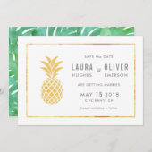 Eenvoudige Gold-ananas Sla de datumkaarten op Save The Date (Voorkant / Achterkant)