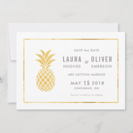 Eenvoudige Gold-ananas Sla de datumkaarten op Save The Date