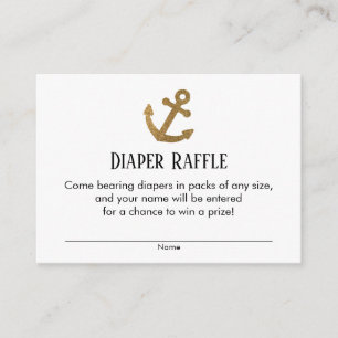 Eenvoudige Gold Anchor Diaper Raffle-kaartjes Informatiekaartje