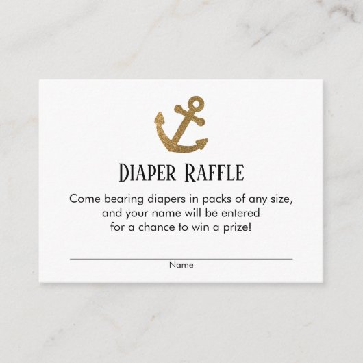 Eenvoudige Gold Anchor Luier Raffle Ticket Kaarten (Voorkant)