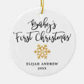 Eenvoudige Gold Baby's eerste kerstmis op maat Keramisch Ornament (Voorkant)