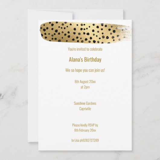 EENVOUDIGE GOLD BLACK LEOPARD ANIMAL WHITE BIRTHDA KAART (Voorkant)