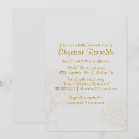Eenvoudige Gold Bridal Shower-uitnodigingen Kaart (Voorkant / Achterkant)