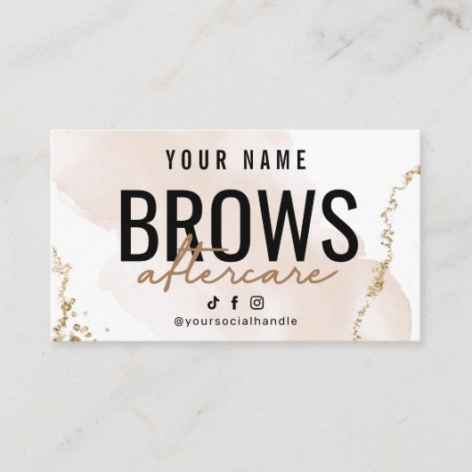Eenvoudige Gold Brows Aftercare Card Visitekaartje (Voorkant)
