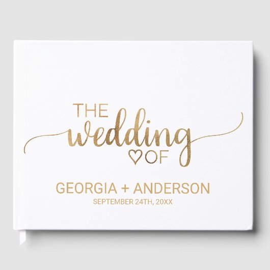 Eenvoudige Gold Calligrafie Aangepaste ruggengraat Gastenboek (Voorkant)