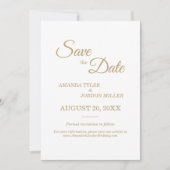 Eenvoudige Gold Calligrafie bespaart de datum Save The Date (Voorkant)