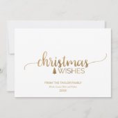 Eenvoudige Gold Calligrafie-kerst Feestdagenkaart (Voorkant)