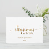 Eenvoudige Gold Calligrafie-kerst Feestdagenkaart (Staand voorkant)