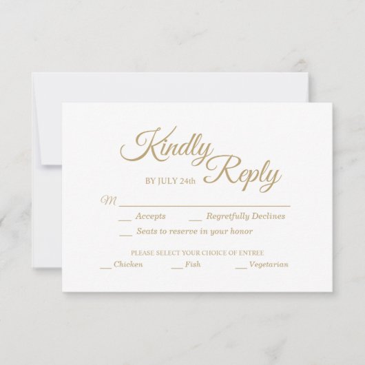 Eenvoudige Gold Calligrafie-keuze RSVP Kaartje (Voorkant)