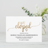 Eenvoudige Gold Calligraphy Elopement Notice Aankondiging (Staand voorkant)